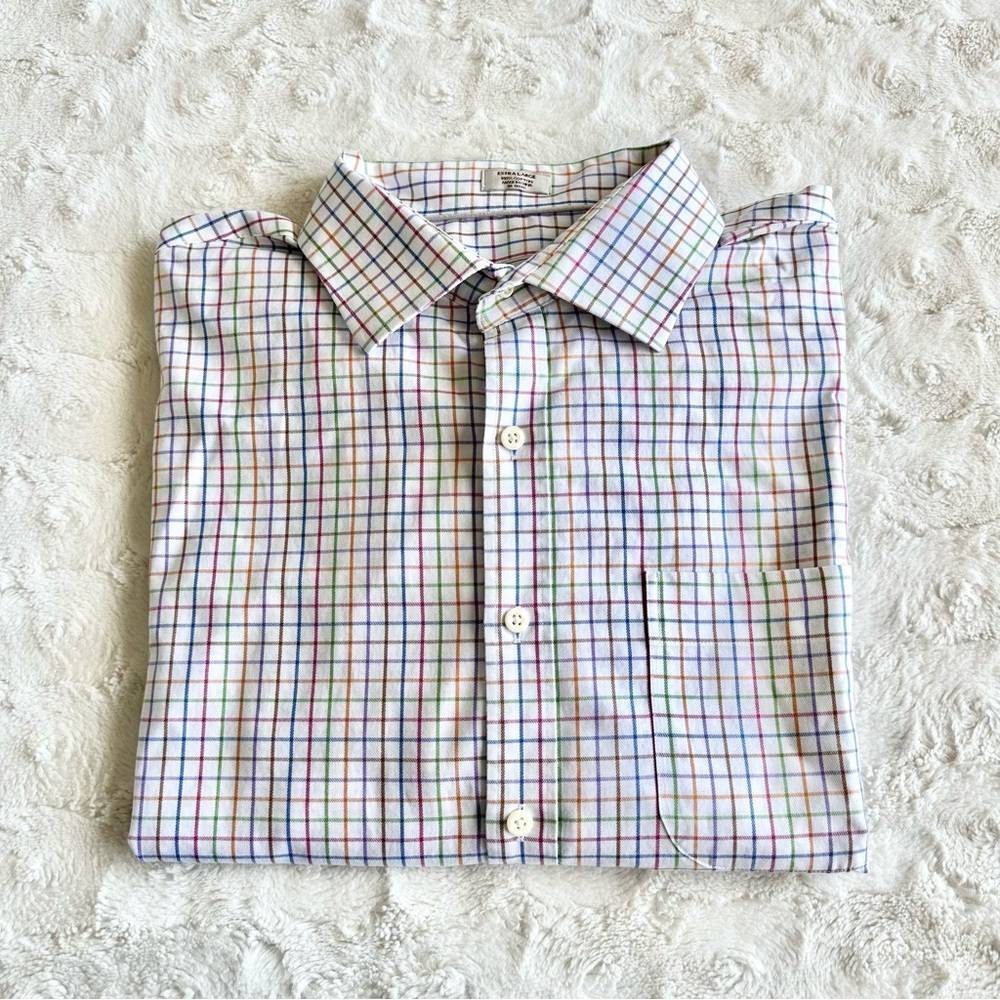 Peter Millar Shirt Mens XL Multicolor Nanoluxe Button Up Check Pattern Pocket LS